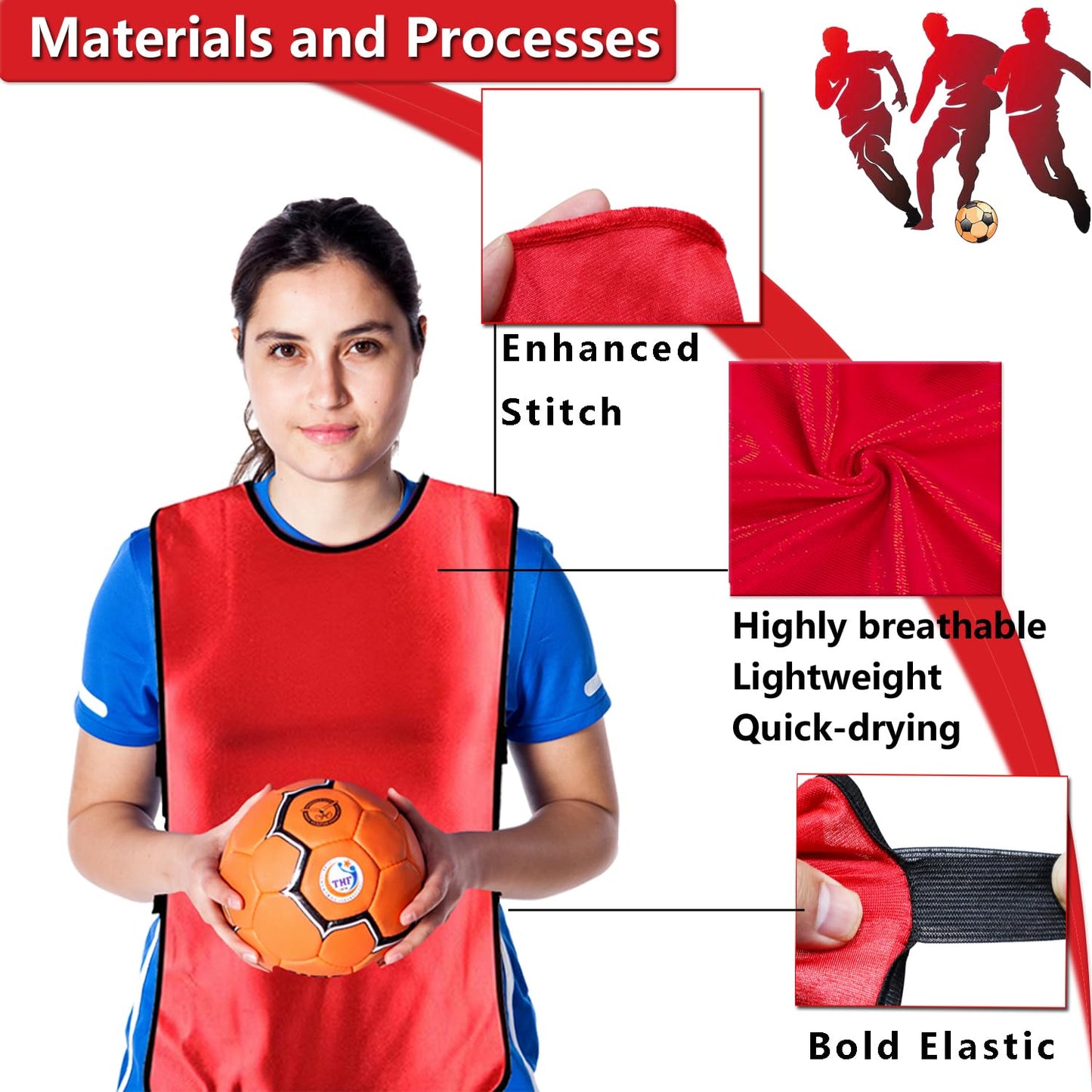 Augctoer Pinnies Scrimmage Vests for Kids Youth and Adults (12-Pack) 6 Red & 6 Blue Large - Soccer Pennies basketball Team pinnies