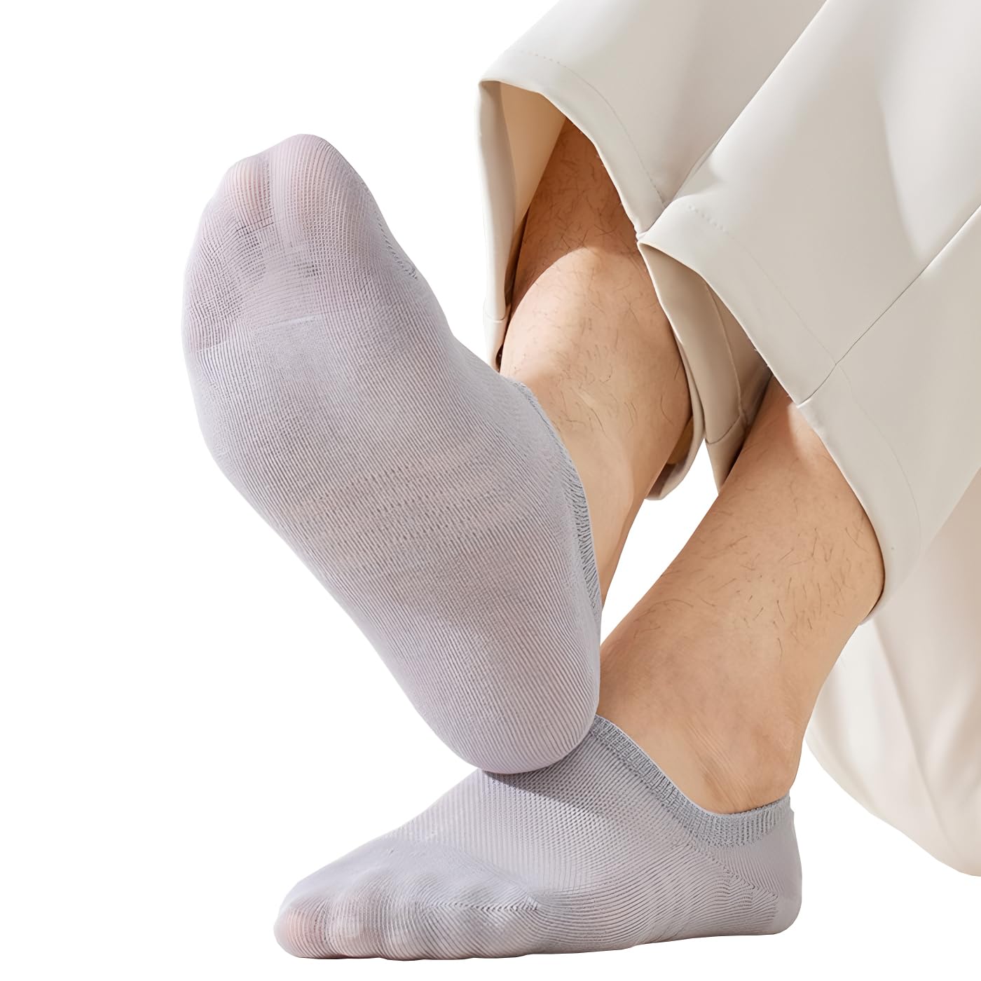 Antcherabo No Show Trainer Socks Mens, 8 Pairs Invisible Low Cut Thin Breathable Casual Short Mesh Socks with Heel Grip