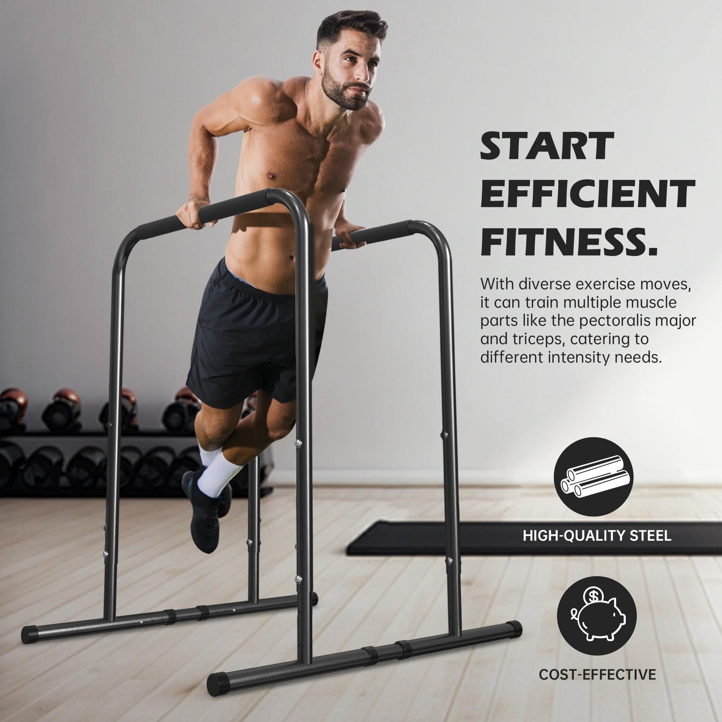 leikefitness Pull Up Dip Station Strength Training Dip Stands Station Tricep Dips Push-Ups For Home Gym
