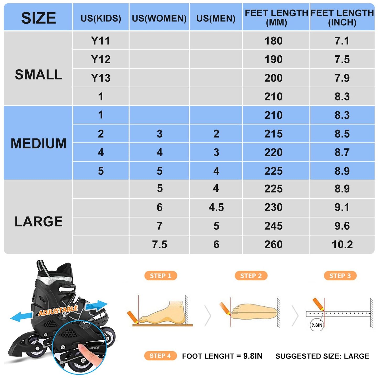 WeSkate Adjustable Inline Skates for Boys, Christmas Boys Gift with Kids Light Up Inline Skates for Children Toddlers