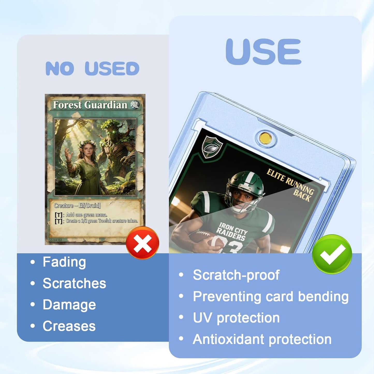 Magnetic Card Holder - 6ct One Touch U-V Protection Hard Plastic Sleeves for Trading & Sports Cards | Standard Size