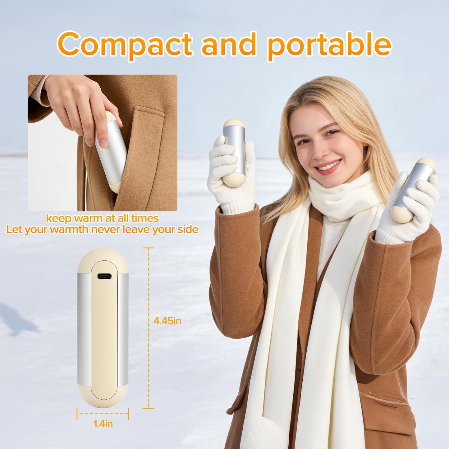 AI Hand Warmers Rechargeable 2 Pack Magnetic Electric Handwarmer 6 Hrs Warmth 3 Levels Heat Up to 140℉ Electric Hand Warmers Fast Heating Fits in Gloves/Pocket Gifts for Women & Men White