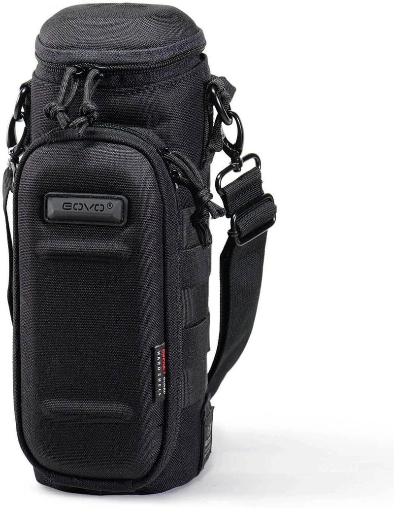 GOVO U1 Water Bottle Pouch - Durable Nylon, Fits 40oz Bottle | Molle System, Zippered Hardshell Cap