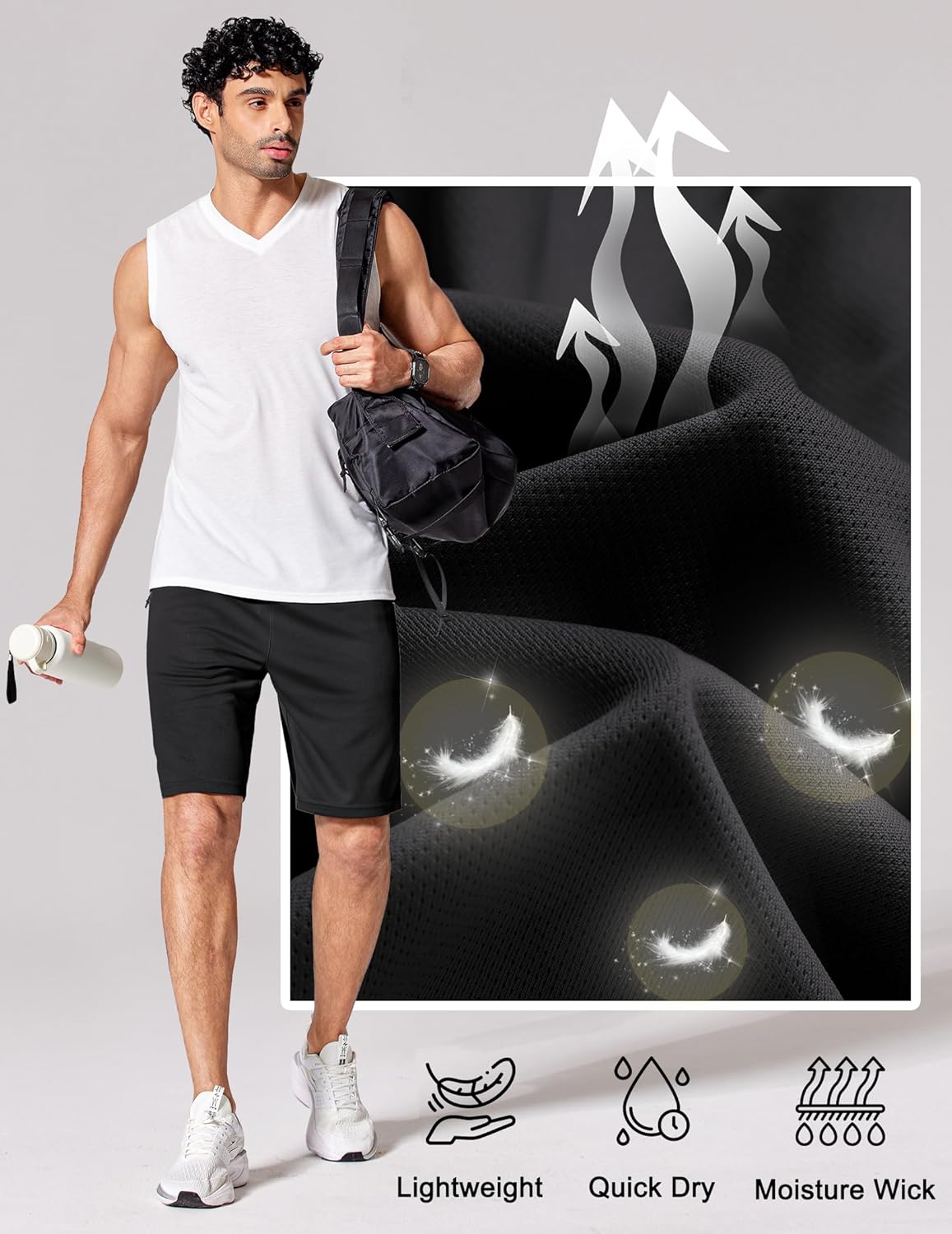 Men's Athletic Running Shorts - Lightweight Quick-Dry Mesh Gym Shorts with Zipper Pockets | 7"/9" Sizes