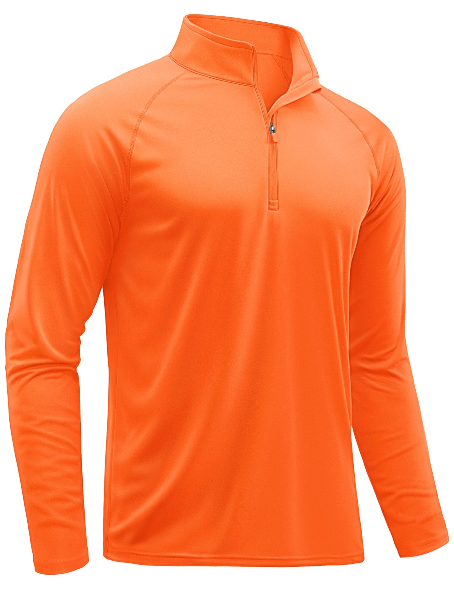 TACVASEN Running Shirts for Men Long Sleeve UV Protection 1/4 Zip Shirts for Athletic Summer Tops for Mens Rash Guard Golf T-Shirts Orange S