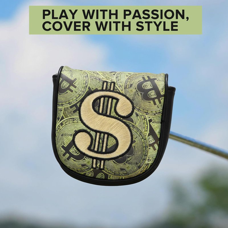 Golf Mallet Putter Cover Headcover, Magnetic Closure Premium Leather Birdie Golf Head Covers Fits Golf DF3 Putter - USA Mallet Putter Headcover (Bitcoin)
