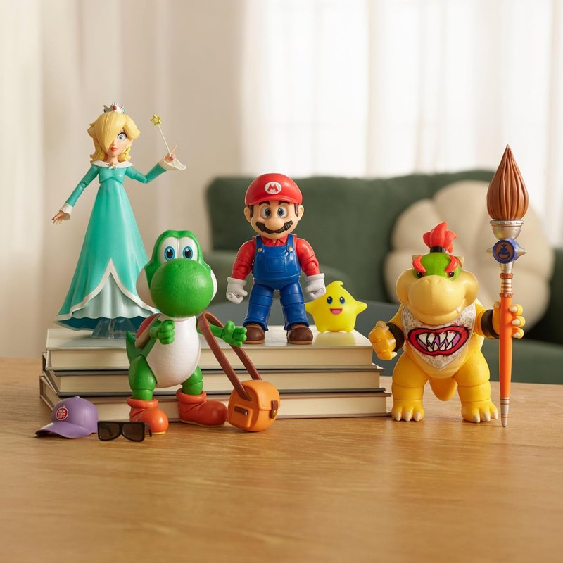 Super Mario Galaxy Action Figure - Bowser Jr. with Paint Brush Accessory | 5” Premium Detailing & 17 Points of Articulation