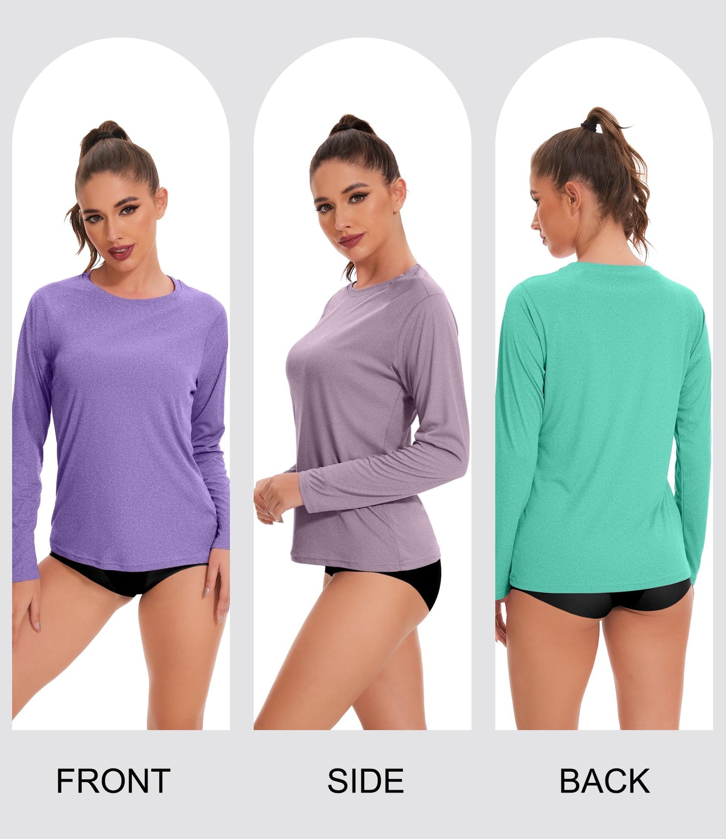 Kinglaman 6 Pack Women Workout Tops Gym Shirts Dry Fit UPF 50+ Athletic Tee