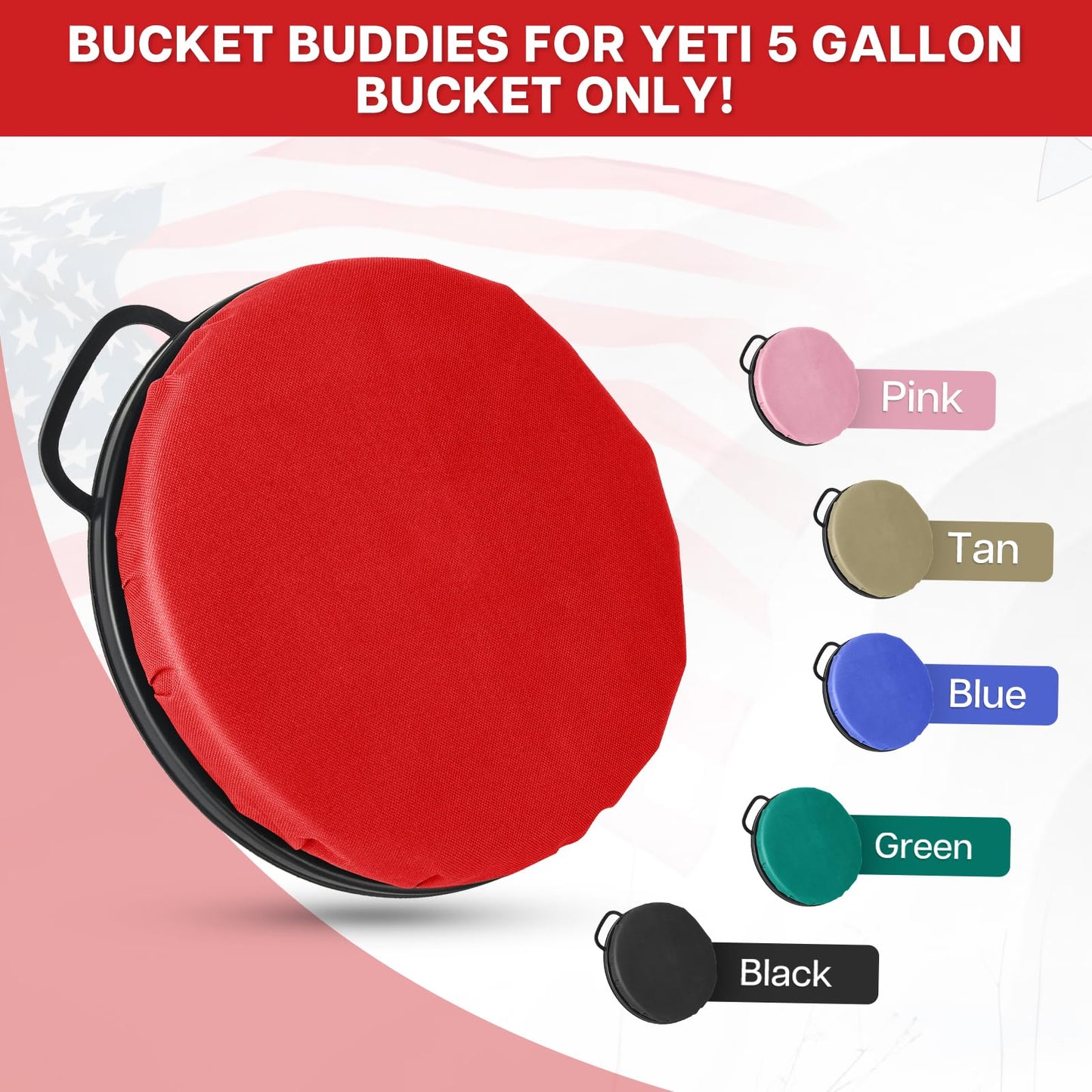 5 Gallon Bucket Seat for Yeti Bucket Only, Swivel Bucket Lid with Padded Top for Cozy Sitting, Bucket Seat Cushion for Outdoor Fishing,Hunting,Gardening,Camping,Car Washing, Softball Training