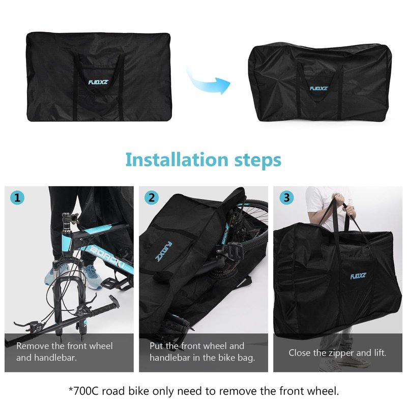 Elffthy 26 Inch Folding Bike Carrier Bag - 1680D Durable, Waterproof Bike Case for Air, Cars, Train Travel