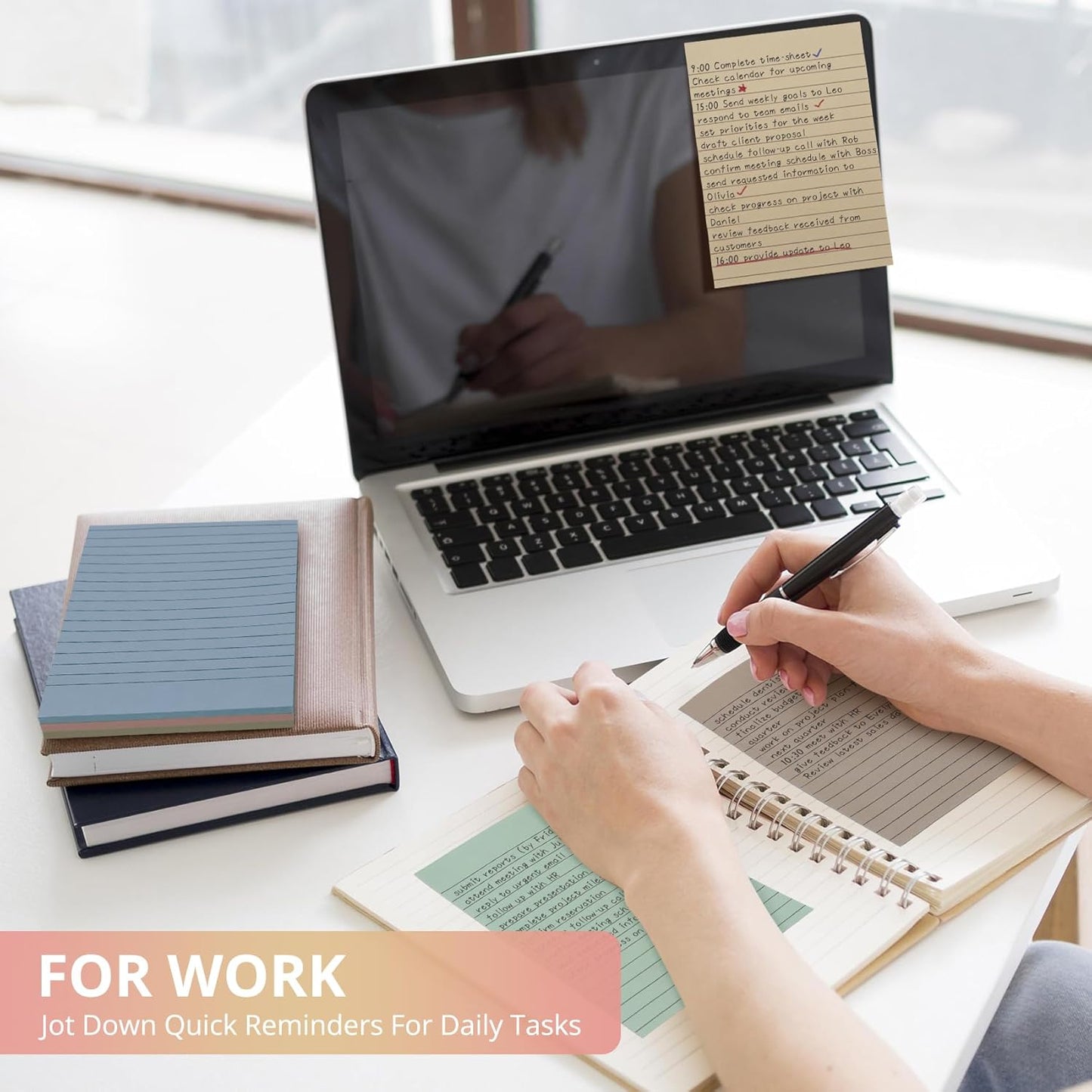 Lined Sticky Notes - 24 Pads, 4x6 Inches, Multi-Color Memo Note Pads | Super Sticking Power for Office & Home