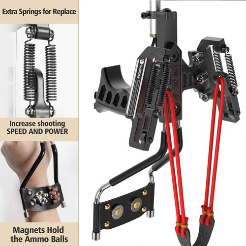Goldboy Professional Slingshot, Wrist Rocket Slingshot with Red Beam Sight, Hunting Slingshot for Adults with 4 Rubber Bands Replacement and 220 Ammo for Adults