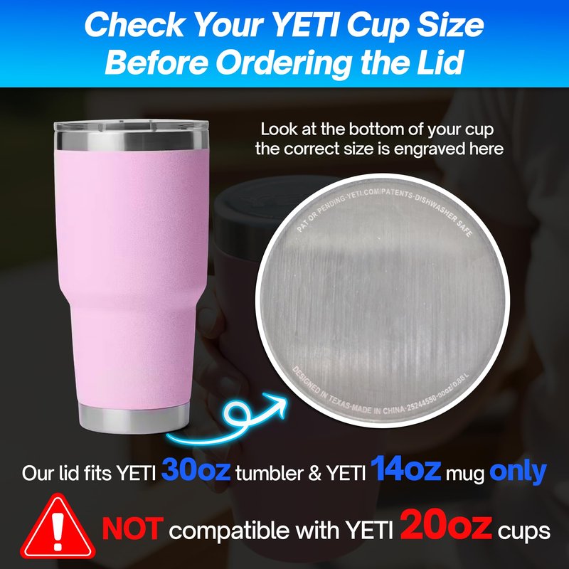 Replacement for Yeti 30 oz Tumbler Lid, for Yeti Coffee Cup (14 oz) Mug, Spill Proof Cup Lids Covers with Magnetic Slider Switch, BPA Free – Not Leakproof (2 Packs)
