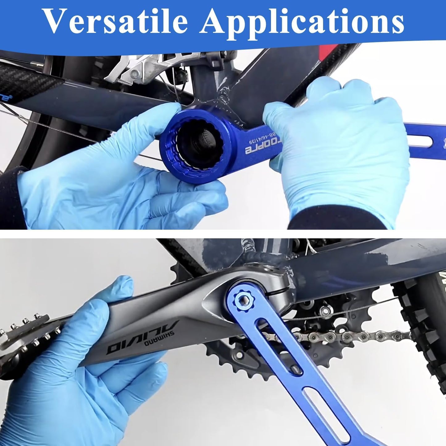 Slynxr 6-in-1 Bike Crank Removal Tool Bottom Bracket Removal Tool for 12/16-Notch 39/41/44/46/49mm Bottom Bracket Wrench Compatible with Shimano, SRAM DUB, FSA, Rotor, Truvativ GXP, Chris King