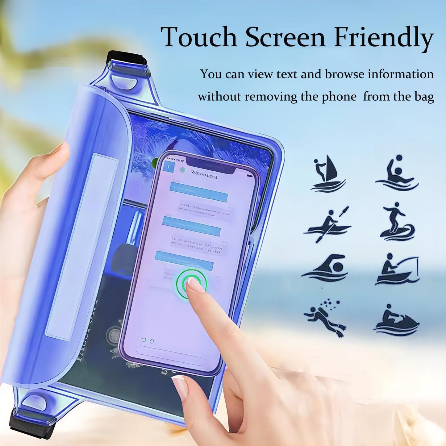CADONO 2-Pack Waterproof Pouch with Adjustable Waist Strap | Screen Touch Sensitive Dry Bag, Keep Your Phone and Valuables Dry, Perfect for Swimming Kayaking Boating Fishing Beach Diving (Gray+Black)
