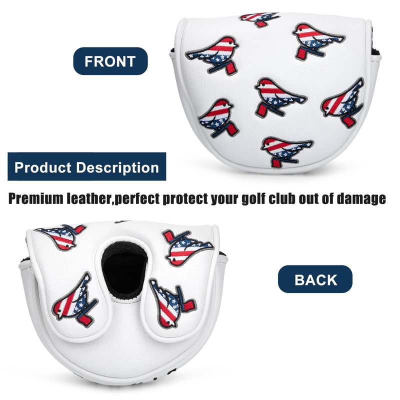Golf Head Covers Birdie Driver Covers 3 Wood Headcover Hybrid Head Covers Embroidery Leather USA American Flag Golf Club Headcovers Golf Mallet Putter Cover for OZ1 (Mallet Putter Cover for OZ1)