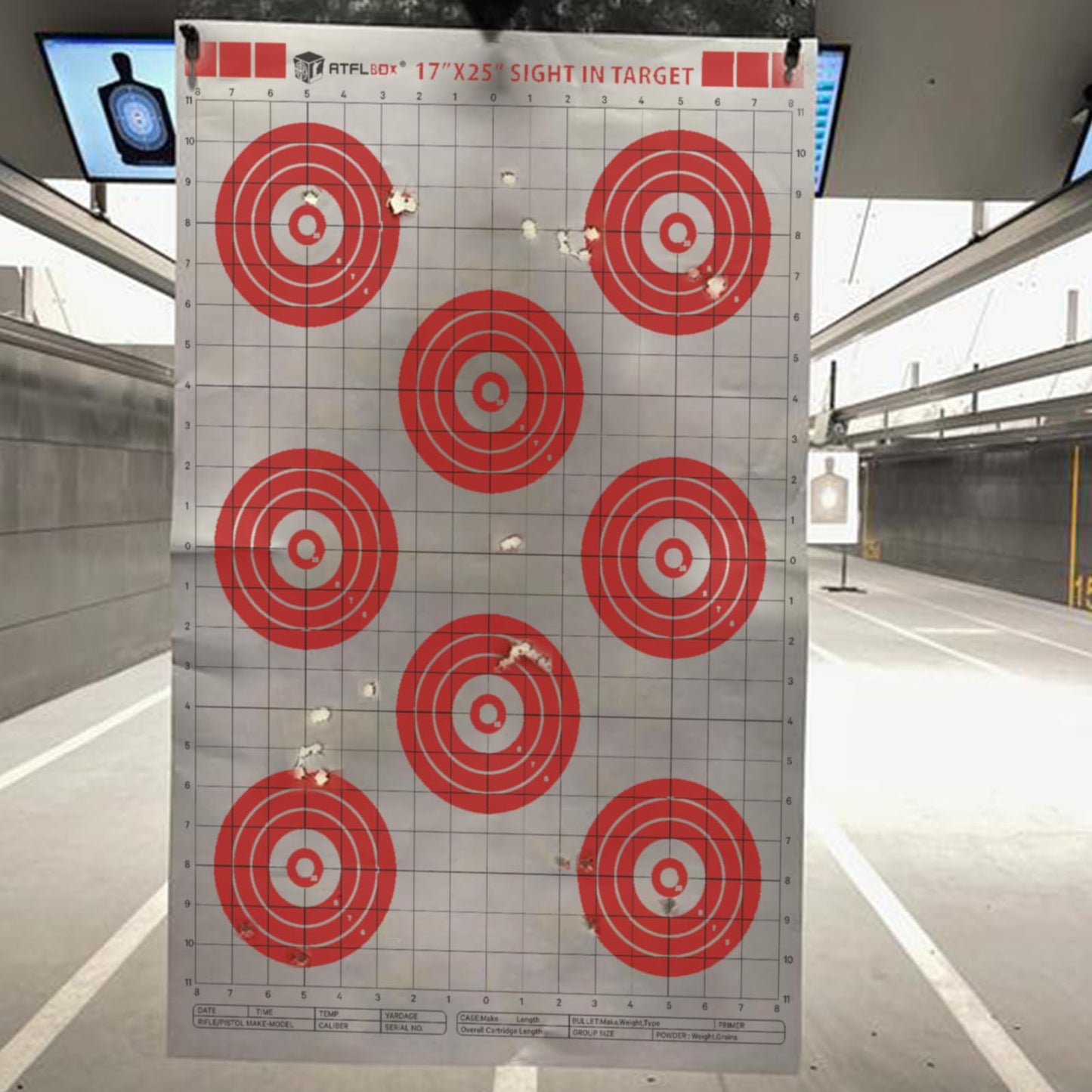 Atflbox Sight in Shooting Range Paper Target, 17X25 Inch Paper Red Bullseye Shooting Targets Suitable for Handgun, Rifle, Pellet Gun, Airgun, BB Guns, Airsoft (50 Pack)