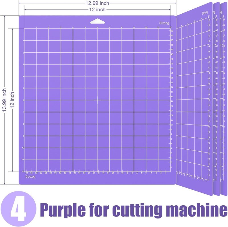 Cutting Mat for Cricut - 4 Pack Strong Replacement Pads | Purple Cut Mats for Maker 3 & Air 2 with Scraper & Pick Needle