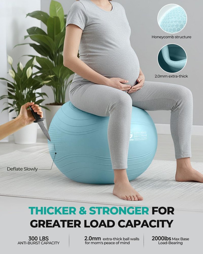 Yoga Ball - Extra Thick Anti-Burst Exercise Ball for Stability & Fitness | 4 Sizes Available with Pump