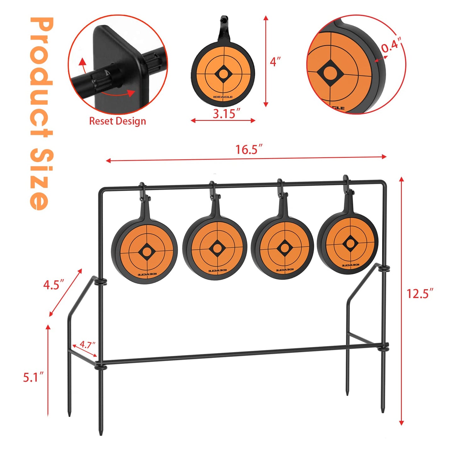 Ideagle Airsoft Rifle Pellet Gun BB Gun Targets for Shooting Outdoor, Auto Resetting Metal Spinning Shooting Steel Targets Rated for .22LR Caliber