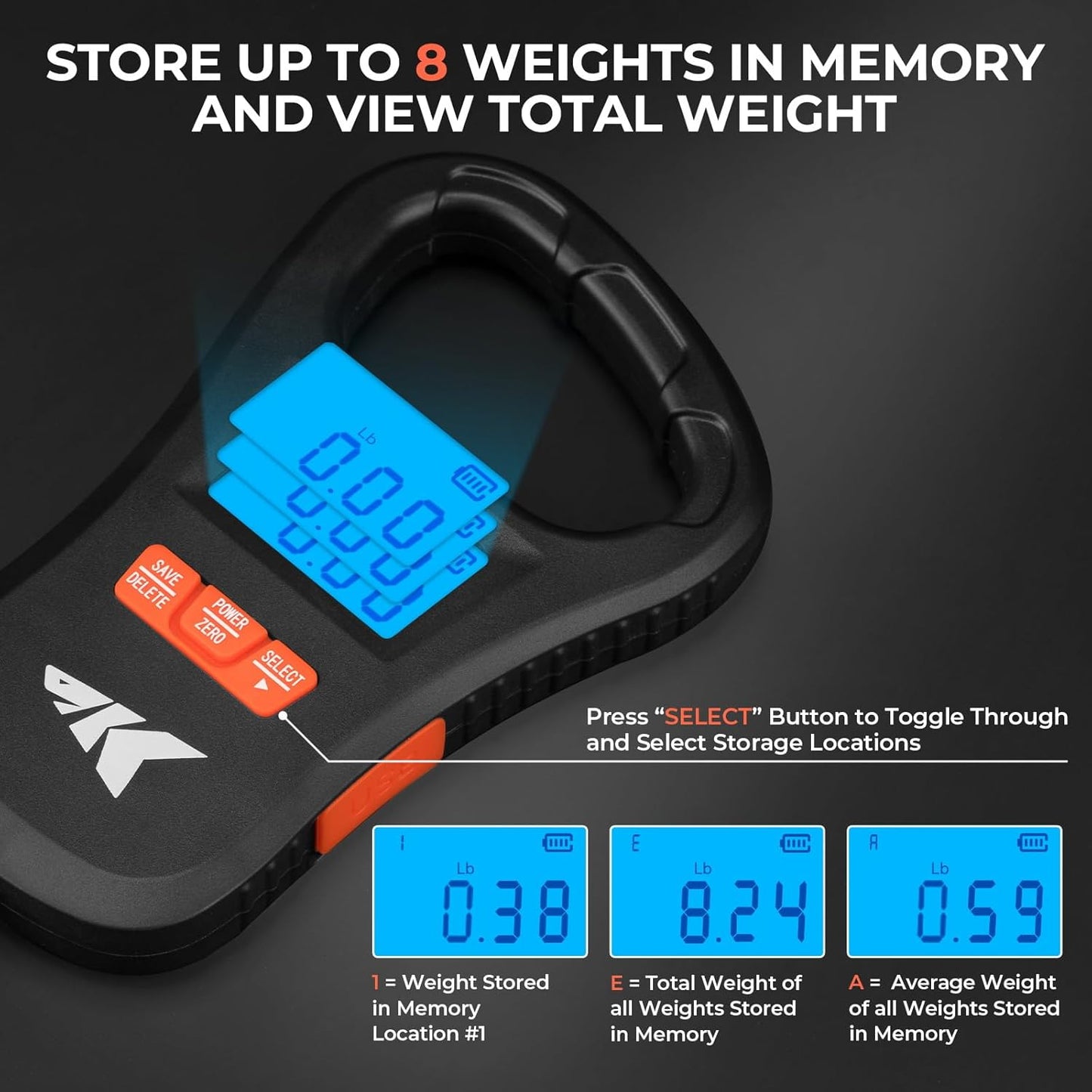 KastKing ToughTide Fishing Scale - Ultra-Thin Digital Scale with 65lb Capacity & LCD Display | USB Charging, Ergonomic Handle