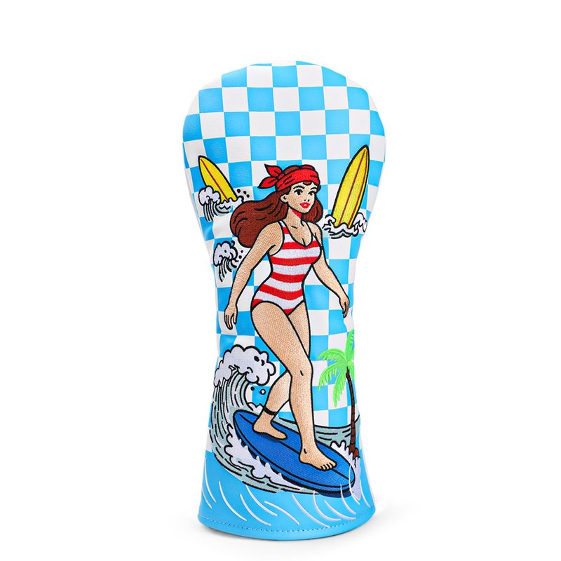 brdejc Golf Club Cover Surf Girl Embroidery Driver Covers Fariway Wood Headcover Hybrid Covers Leather Golf Headcovers for Most Brand(for Fariway Wood)