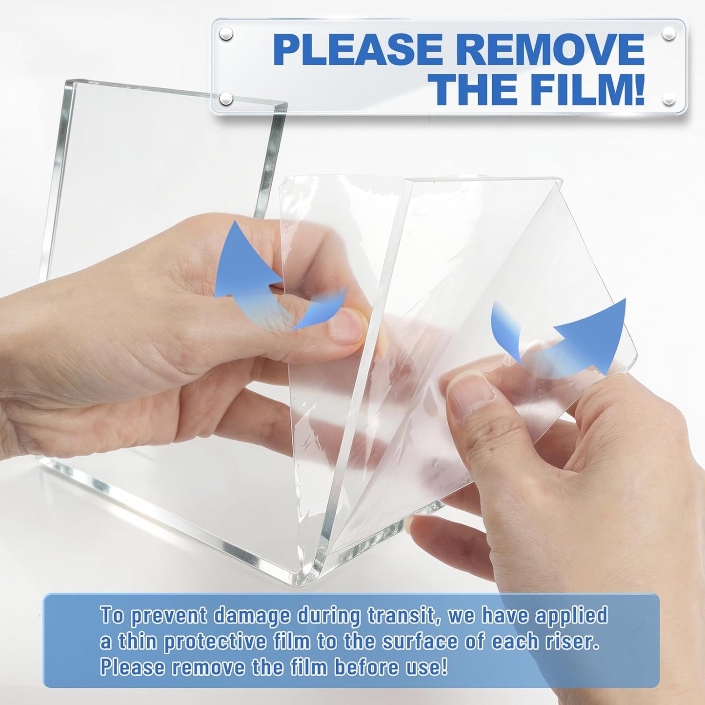 Aheroi Acrylic Display Risers - 6 Pcs Set of Square Stands for Figures & Cupcakes | 3", 4", 5" Sizes