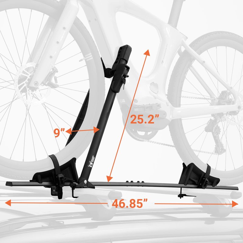 Rider Pro Roof Bike Rack, Foldable Aluminum Upright Bicycle Rack with Anti-Theft Lock for Cars SUVs, Adjustable Roof Mount Bike Carrier 32 lbs Capacity Fits 20''-27'' Bikes Max Tire Width 2.3"