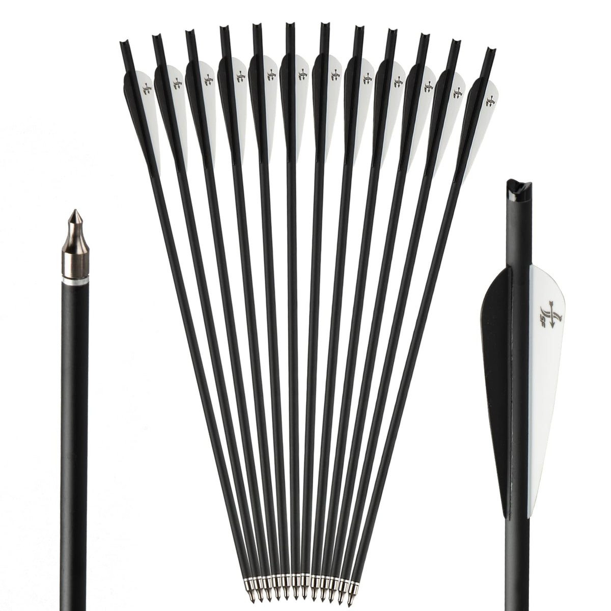 S F Crossbow Bolts Crossbow Arrows Carbon Archery for Hunting and Target Practice(Black 12-Pack)