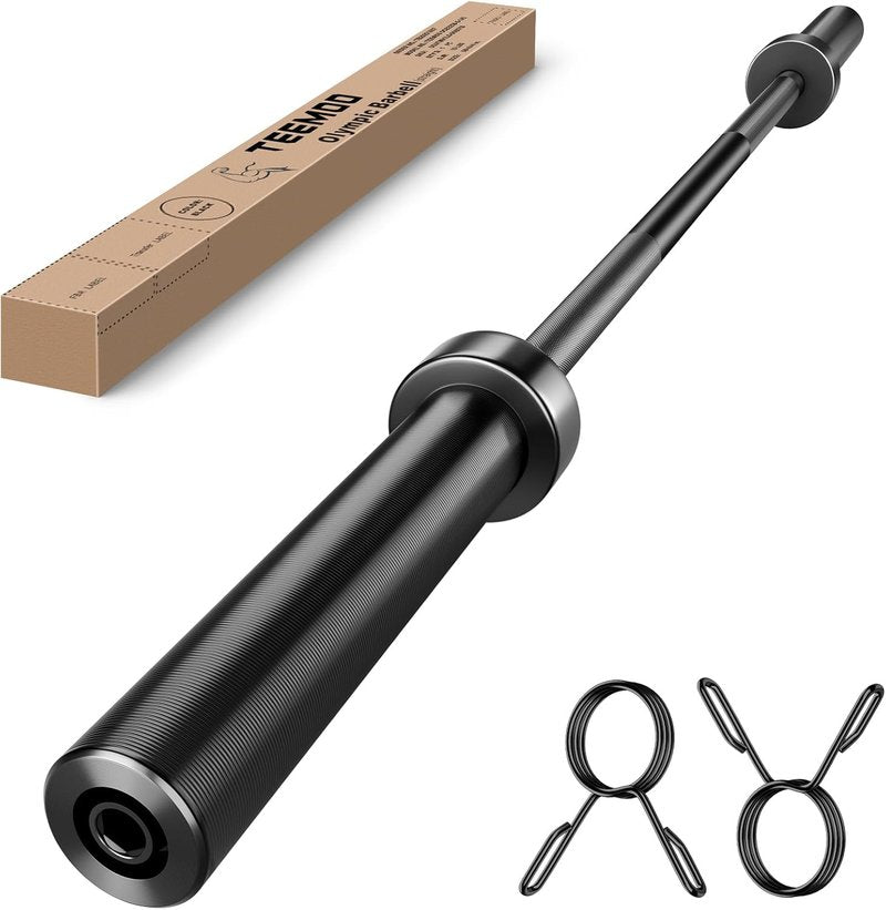 Olympic Barbell Bar - 57"/47" Strength Training Bar for Weight Lifting | 700lb Capacity, E-Coat Finish (Black)