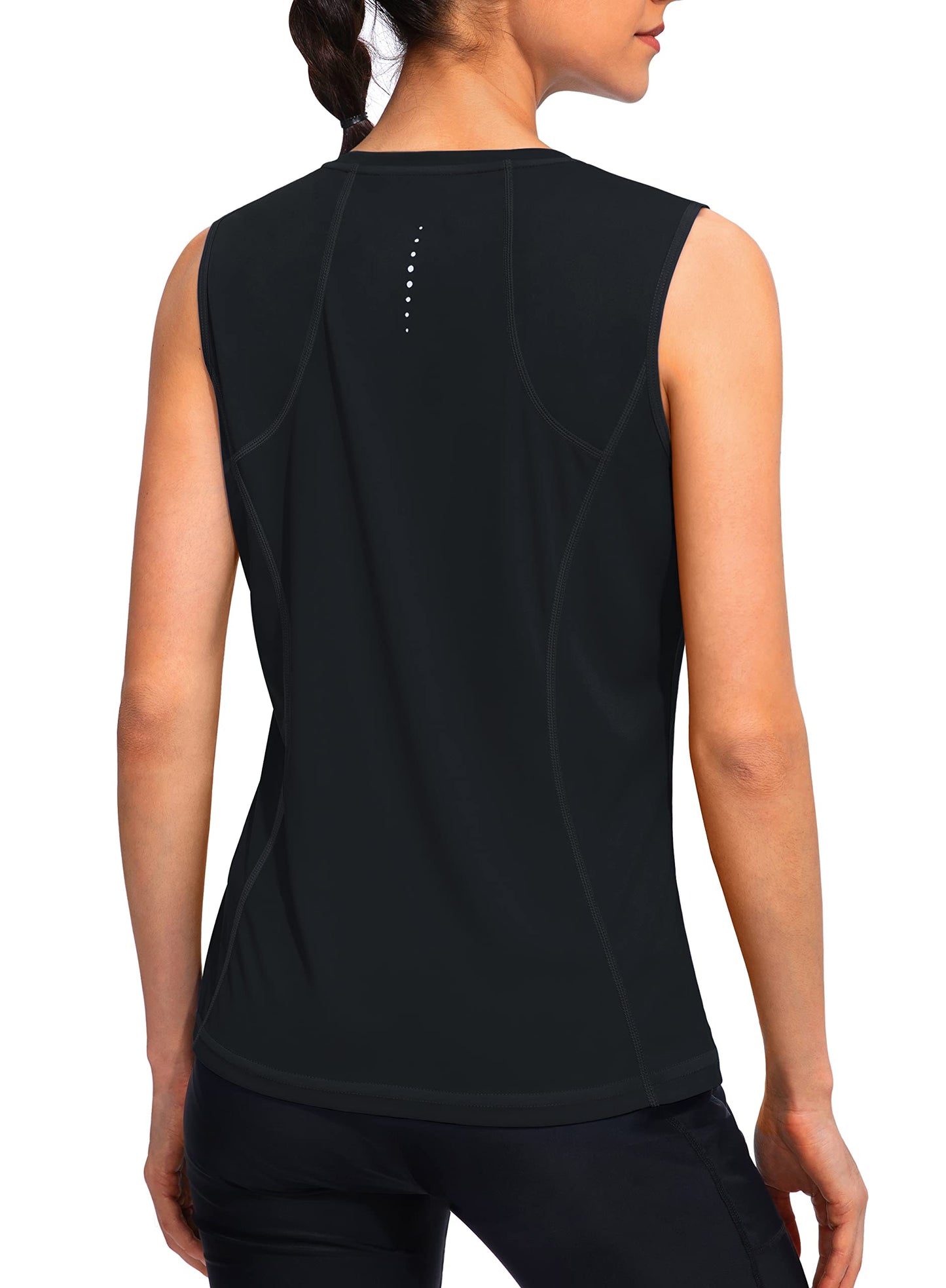 YYV Women's Workout Tank Tops Lightweight Sleeveless Shirts for Women Loose Fit Tops for Athletic Running Tennis Yoga (Black Large)