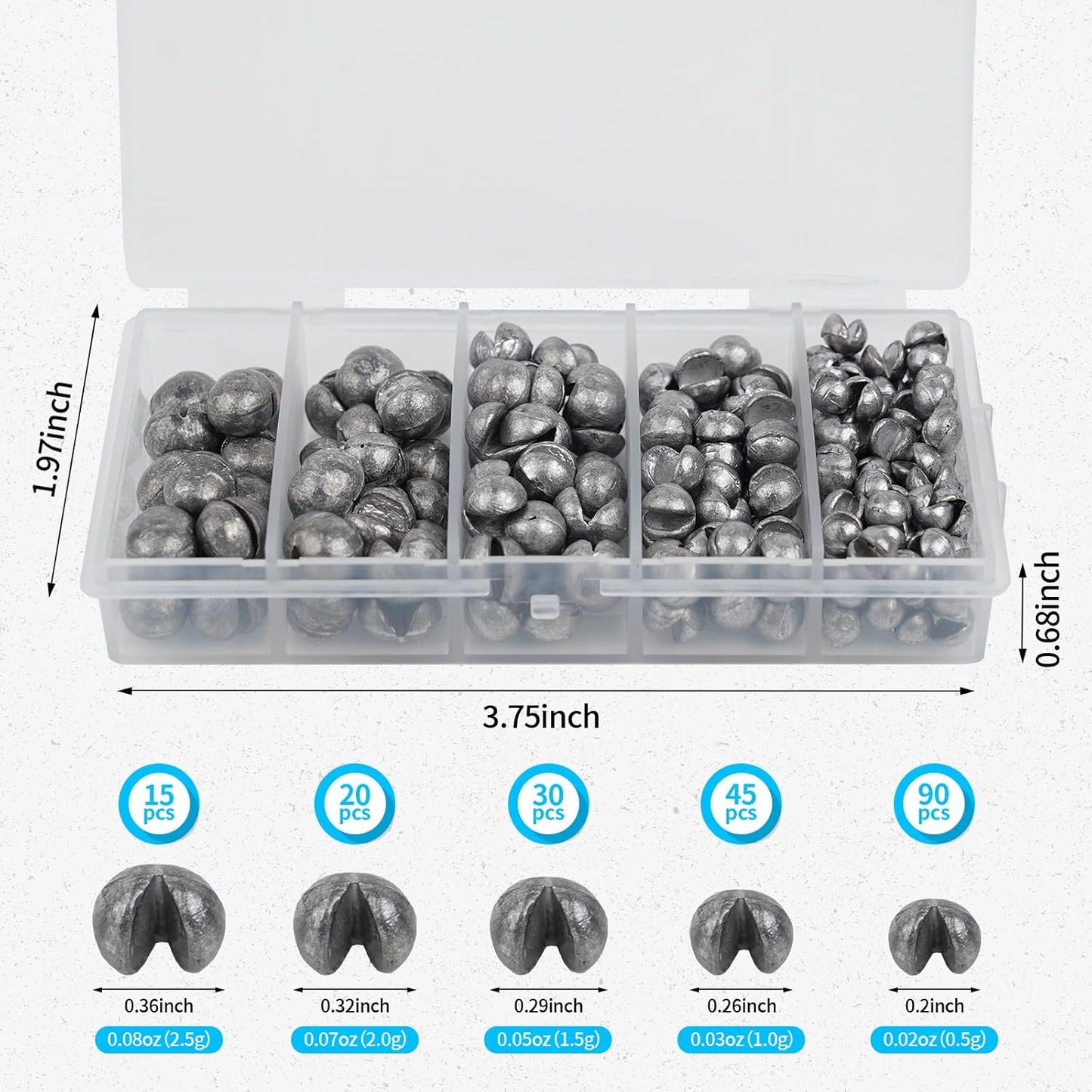 Split Shot Fishing Weights - 200/320Pcs Removable Lead Sinkers for Freshwater & Saltwater | Premium Duckbill Design - 5/6 Sizes
