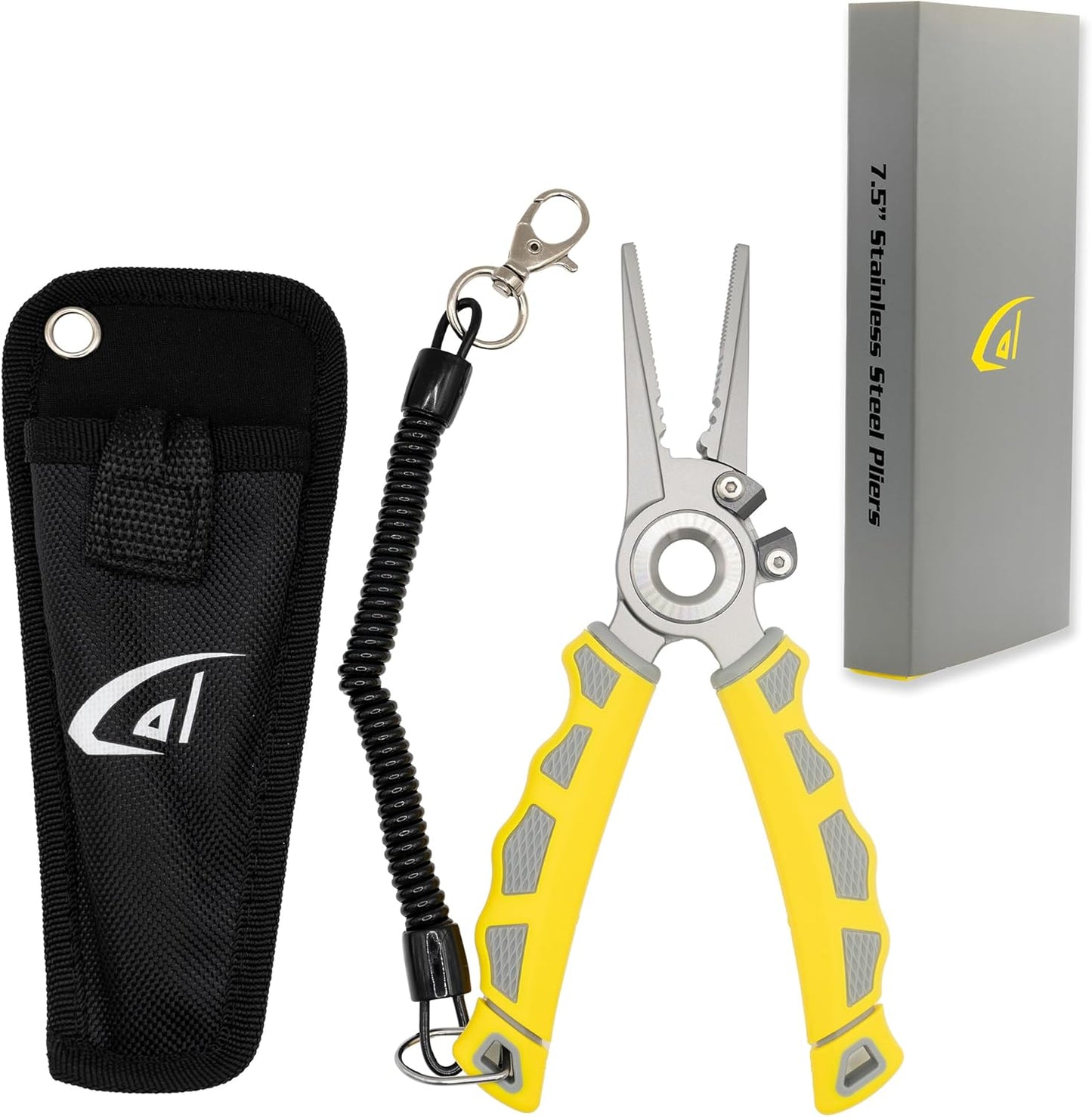 Danco Fishing Pliers - 7.5 Inch Stainless Steel Tool with Tungsten Carbide Cutters | Saltwater Resistant, Non-Slip Handles