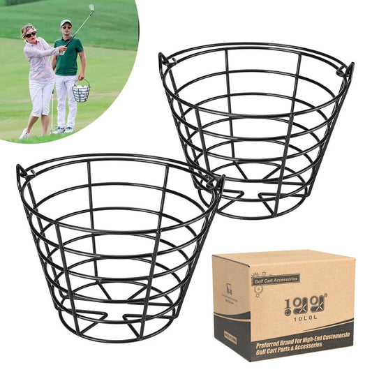 10L0L Golf Ball Bucket Metal Material, Golf Ball Basket Container with Handle, Bucket Holds 50 Balls - Black (Balls NOT Include)