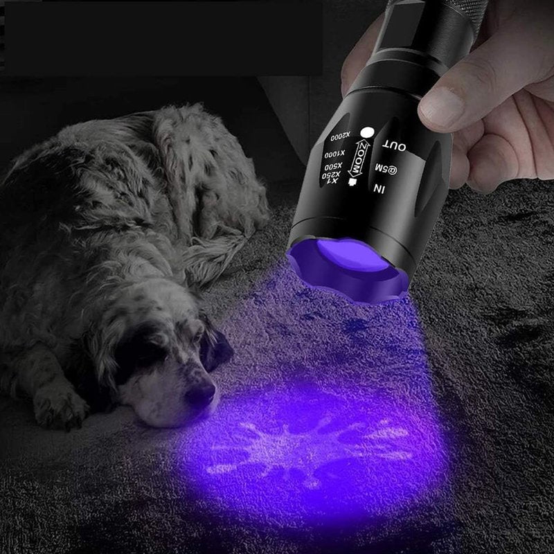 Miular UV 365nm and 395nm Light Wood's lamp Blacklight, 2 in 1 Ultraviolet Flashlight for Detecting Pet Urine Stains, Curing Resin