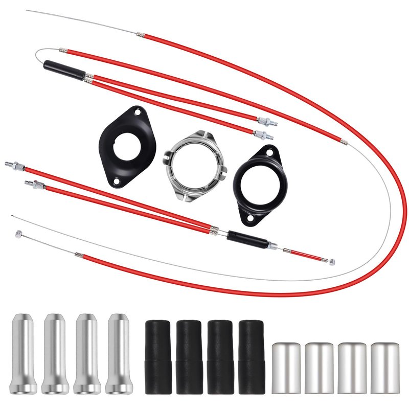 Premium BMX Bike Gyro Brake Cables Front + Rear (Upper + Lower)with Spinner Rotor Full Kit,BMX Bicycle Brake Lines Set Cable Wire & Housing Replacement for Most Gyro Systems and 20" Bikes,Professional