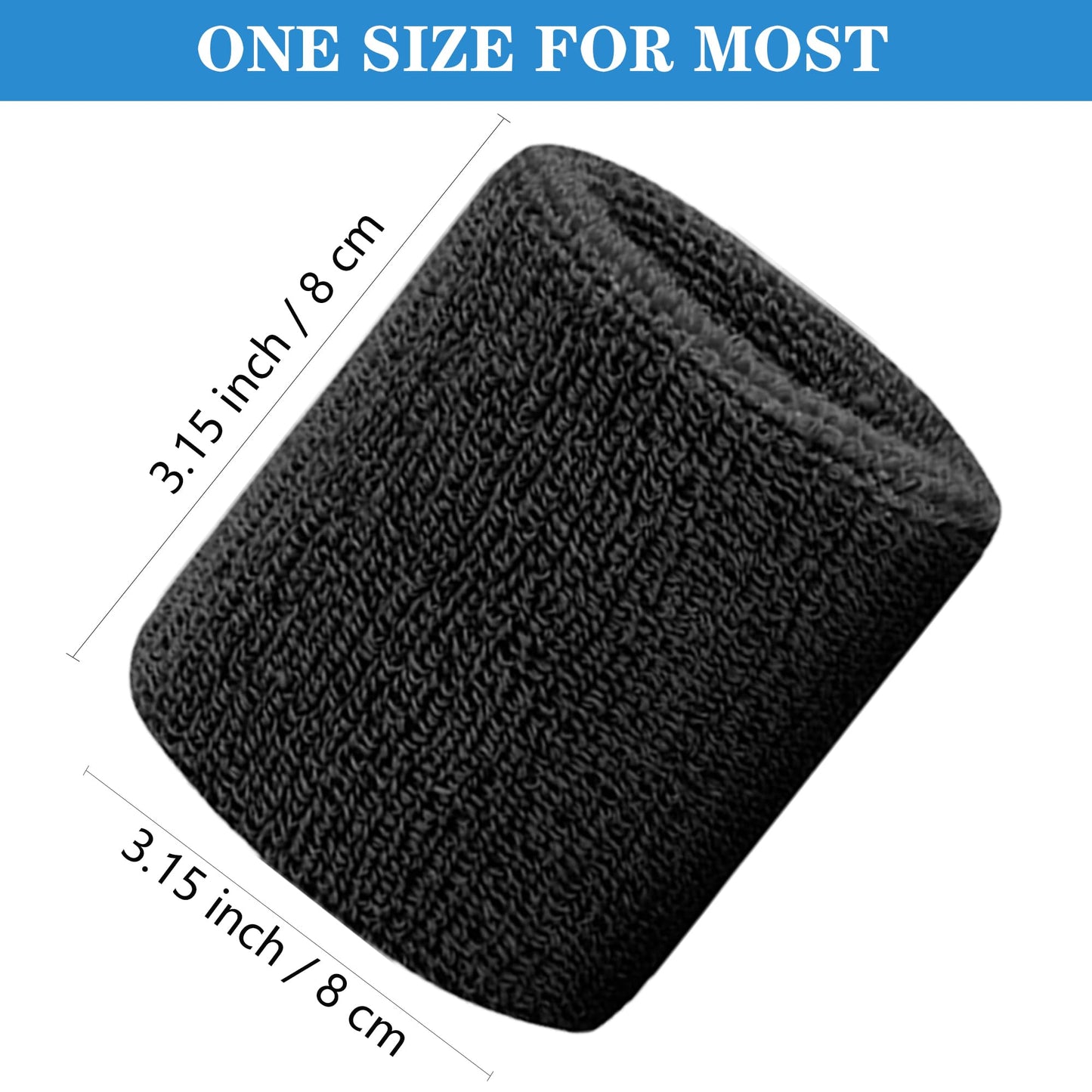 IMAGERIO 8 Pack Wrist Sweatbands Tennis Wrist Bands Absorbent Sweat Band for Men and Women, Breathable Cotton Sweatbands for Working Out, Football, Basketball, Running Athletic Sports