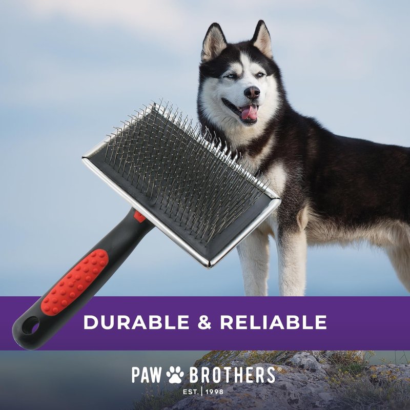 Professional Grade Extra Long Slicker Brush - Ergonomic Handle for Dogs | Removes Loose Undercoat & Tangles