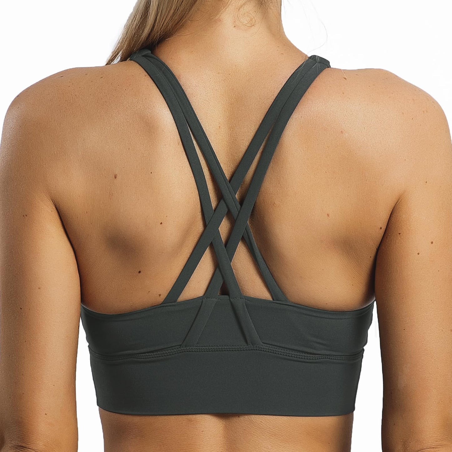 SRAIDLING Womens Criss-Cross Back Sports Bras, Gym Tank Tops for Exercise, Athletic Supportive Yoga Bra Gray