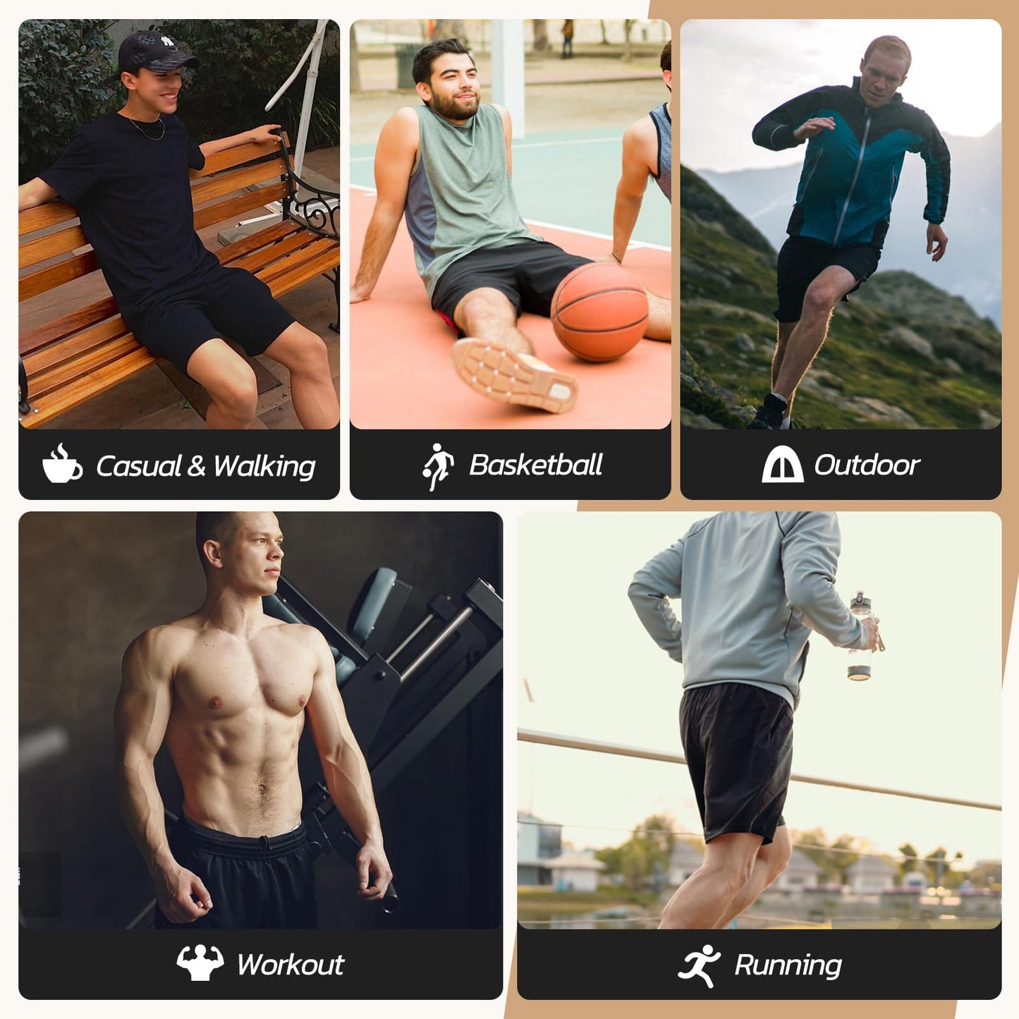BOOJO 3 Pack Gym Basketball Mens Shorts - Quick Dry Black Workout Athletic Shorts with Pockets for Casual Running(S-6XL)