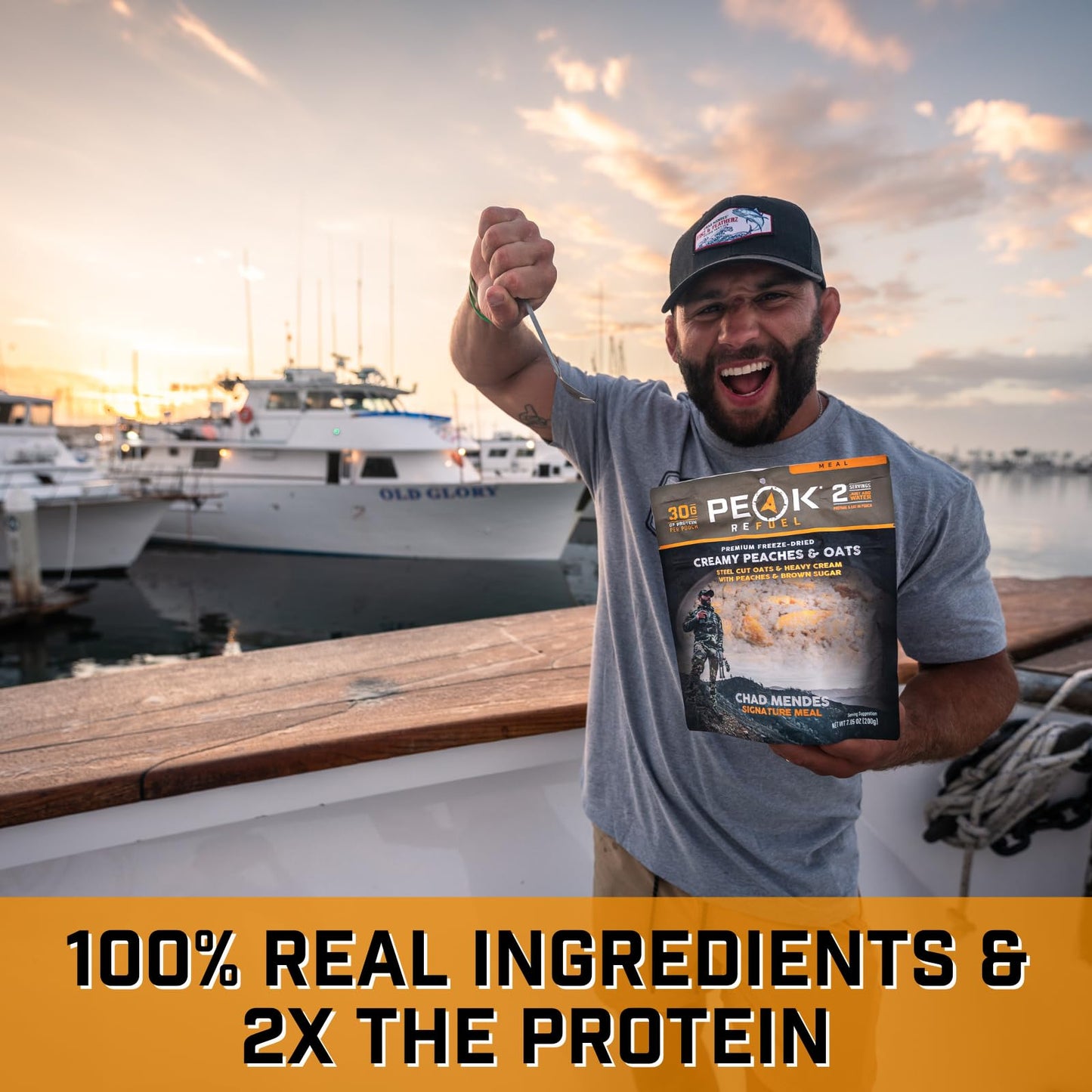 Peak Refuel Creamy Peaches and Oats | Chad Mendes Signature Meal | Premium Freeze-Dried Variety Meals | Hunting, Survival, Camping, Backpacking Food | High-Protein Game Meats | MRE | Made in USA