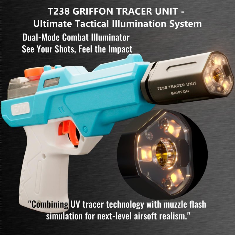 T238-Griffon Airsoft Tracer Unit, Spitfire Tactical Flash Simulator for Airsoft Green Tracer BBS/Gel Balls with 14mm CCW Threaded Interface