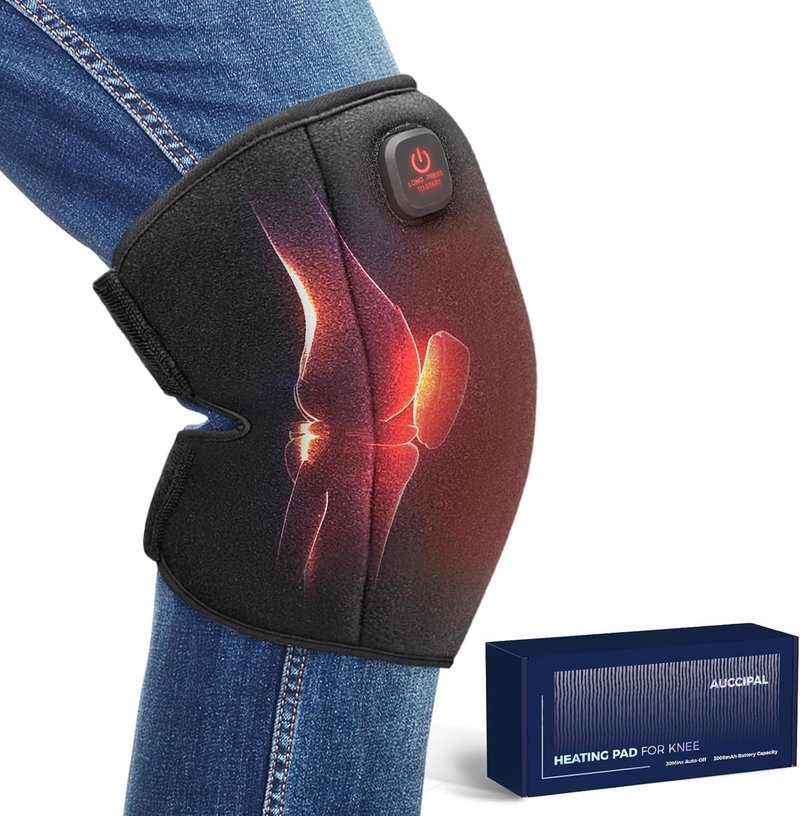 Heating Pad for Knee Cordless, Heated Knee Brace with 3000mAh Large Battery Capacity, Knee Warmer for Arthritis Injury Sprain Swelling Pain Relief, Gift for Elderly (Single)