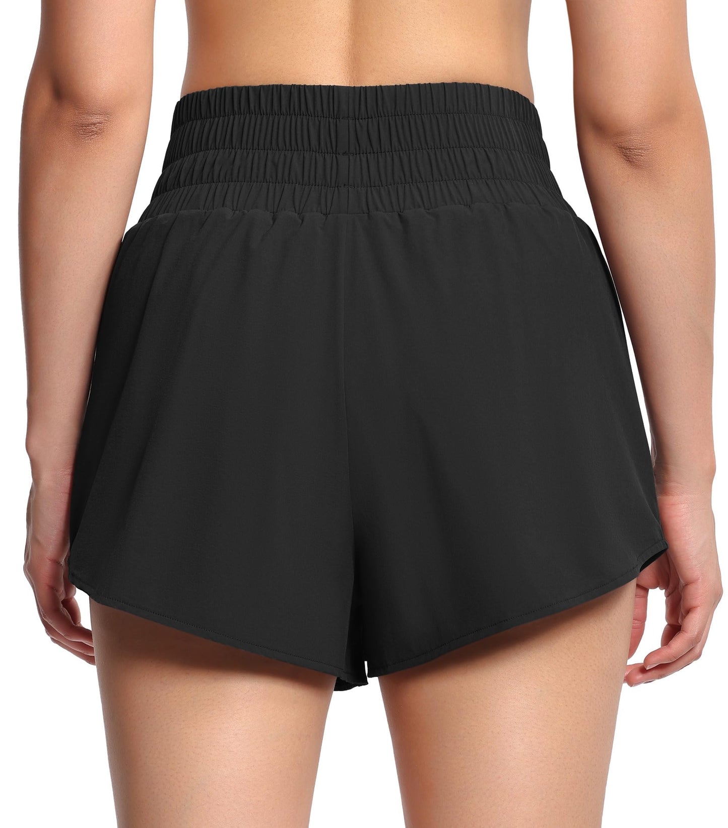 THE GYM PEOPLE Women's Athletic Shorts Elastic Waisted Quick Dry Ruffle Tennis Workout Skorts with Mesh Liner Zip Pockets Black