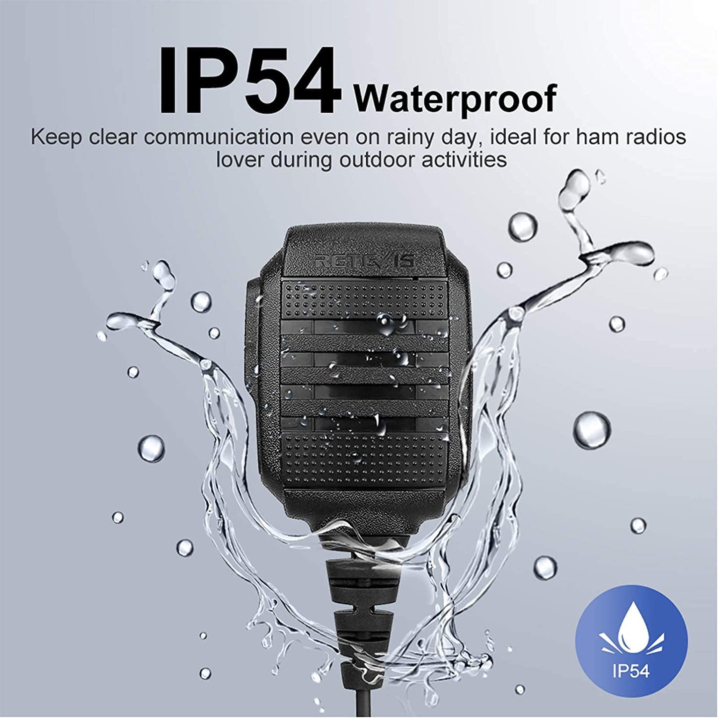 Retevis Walkie Talkie Speaker Mic,IP54 Waterproof Shoulder Mic, Compatible with RT68 RT22 RT21 H-777 RT86 RT27 RT85 RB26 RB45 BAOFENG UV-5G 888S 5RM Kenwood Samcom Arcshell Two Way Radios (2 Pack)