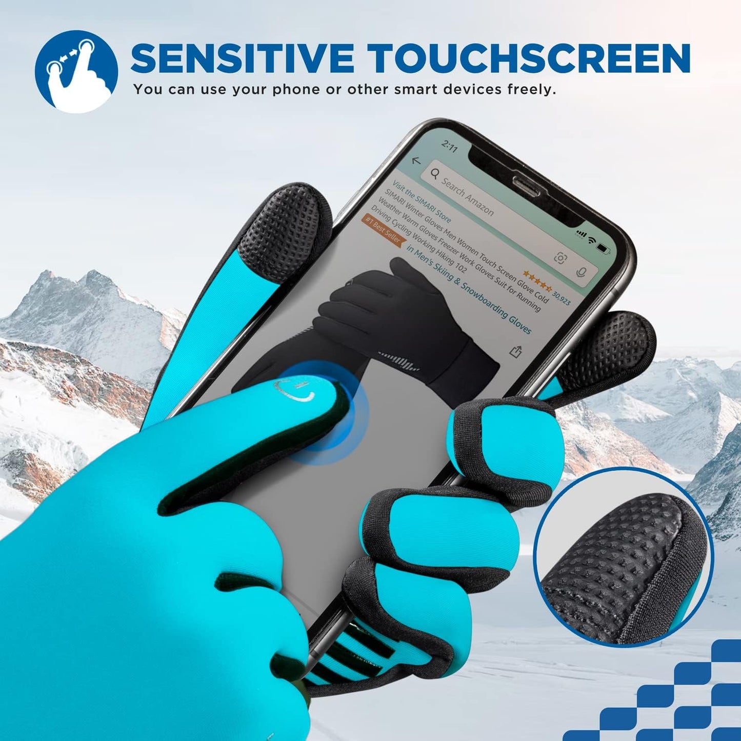 Winter Gloves for Men & Women - Thermal Touch Screen Ski Gloves | Non-Slip Palm & Fleece Lined for Cold Weather Activities