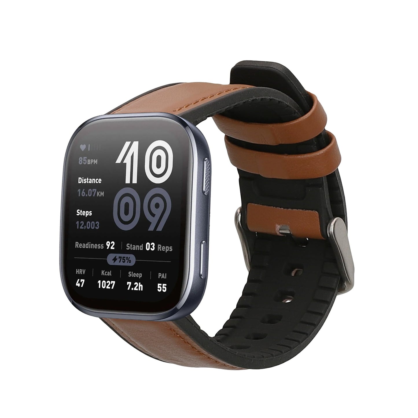 kwmobile 22mm Silicone Leather Look Sport Wristband - Brown/Black for Amazfit Bip 6