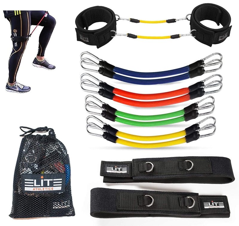 11 Piece Speed Agility Strength Leg Resistance Bands- Fitness Exercise Bands, Complete Set for Soccer Kick Boxing Basketball Football All Sports Training, Official Bands