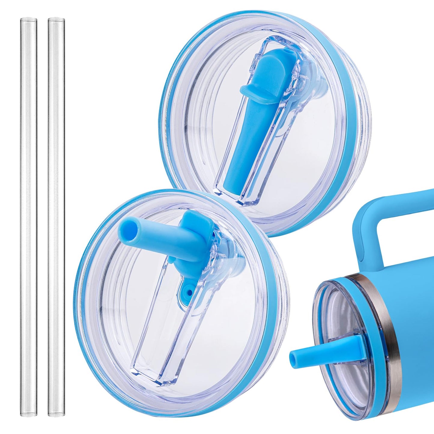 Replacement Lid for Stanley 40oz and 64oz Tumbler.Leakproof Flip Straw Lid Fit Stanley Cup Quencher H2.0 40 oz/64 oz and ProTour 40oz/64oz Tumbler.(White,2-Pack)
