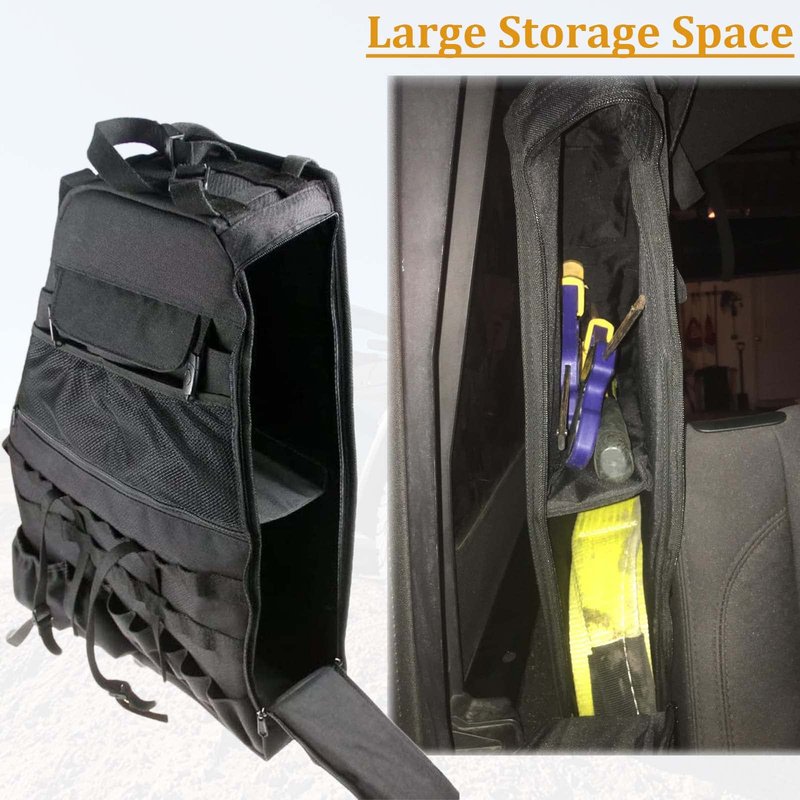 Bolaxin Roll Bar Storage Bag Cargo Cage with Multi-Pockets for 2007~2022 Jeep Wrangler JK TJ JL & Unlimited 4 Doors Organizers Saddlebag Holder Bags Tool Kits (Pack of 2)